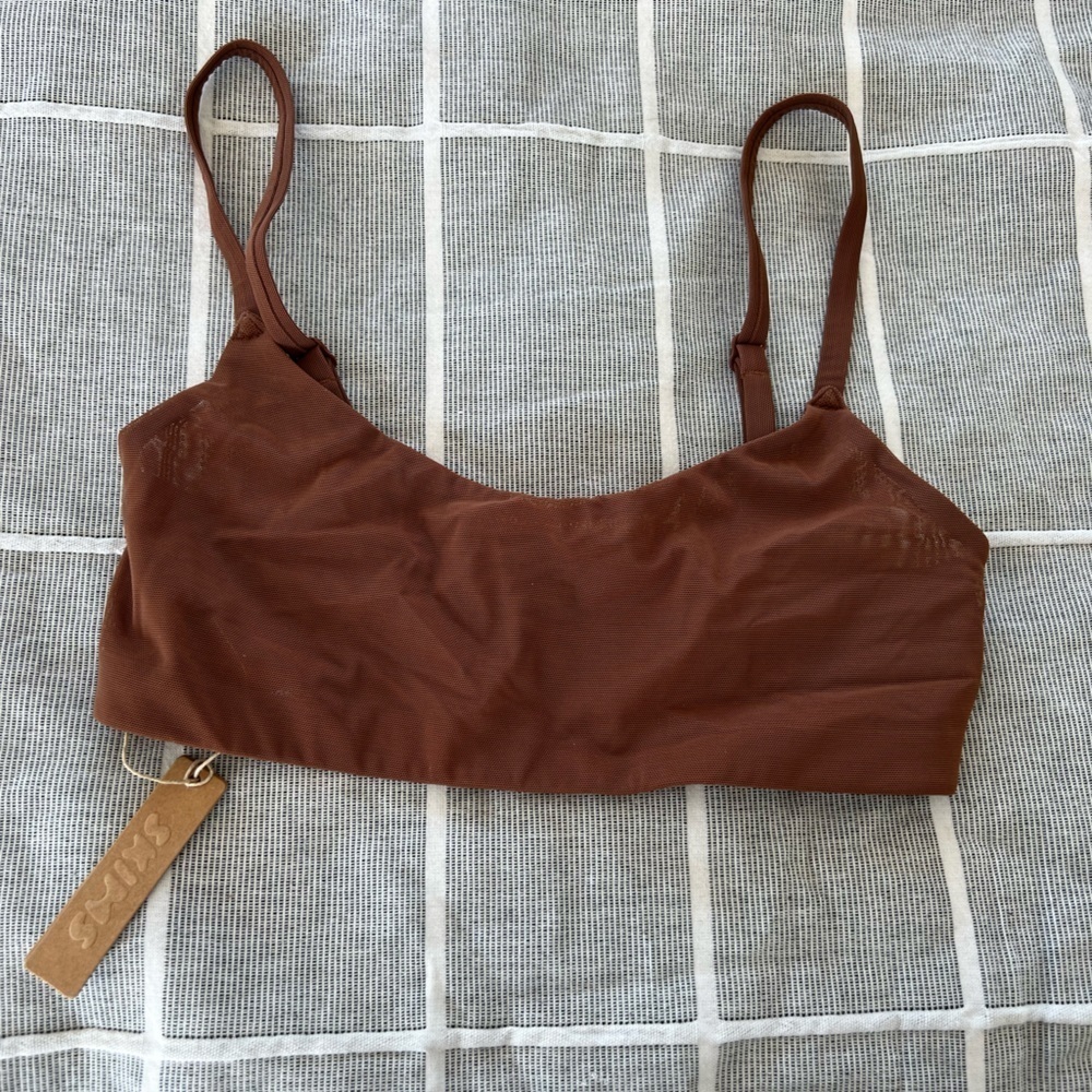 NWT Skims Mesh Scoop Neck Bralette Jasper Size XS - Picture 2 of 3